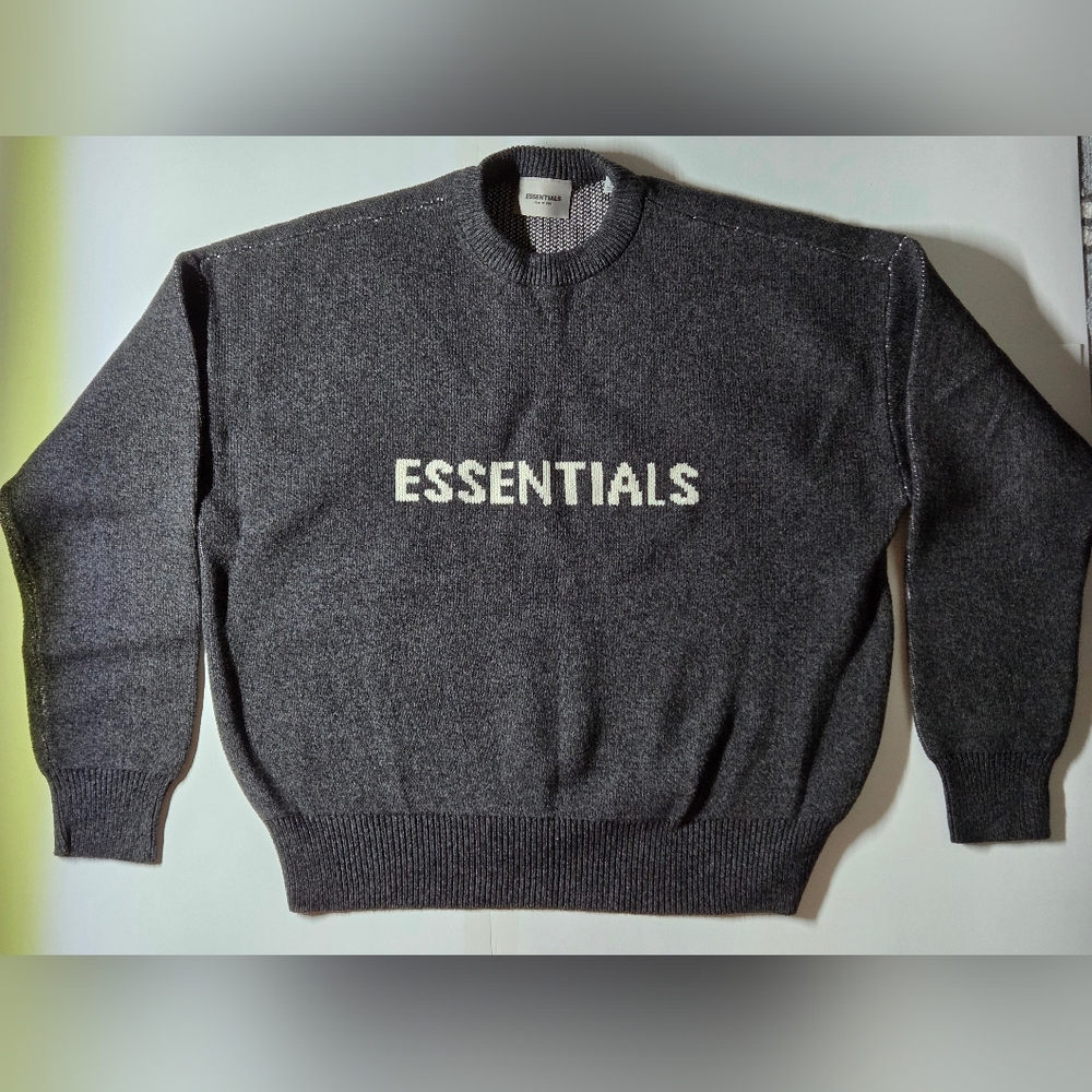 Fear of God Essentials Knit Sweater Dark Black Melange Size Small OS New
